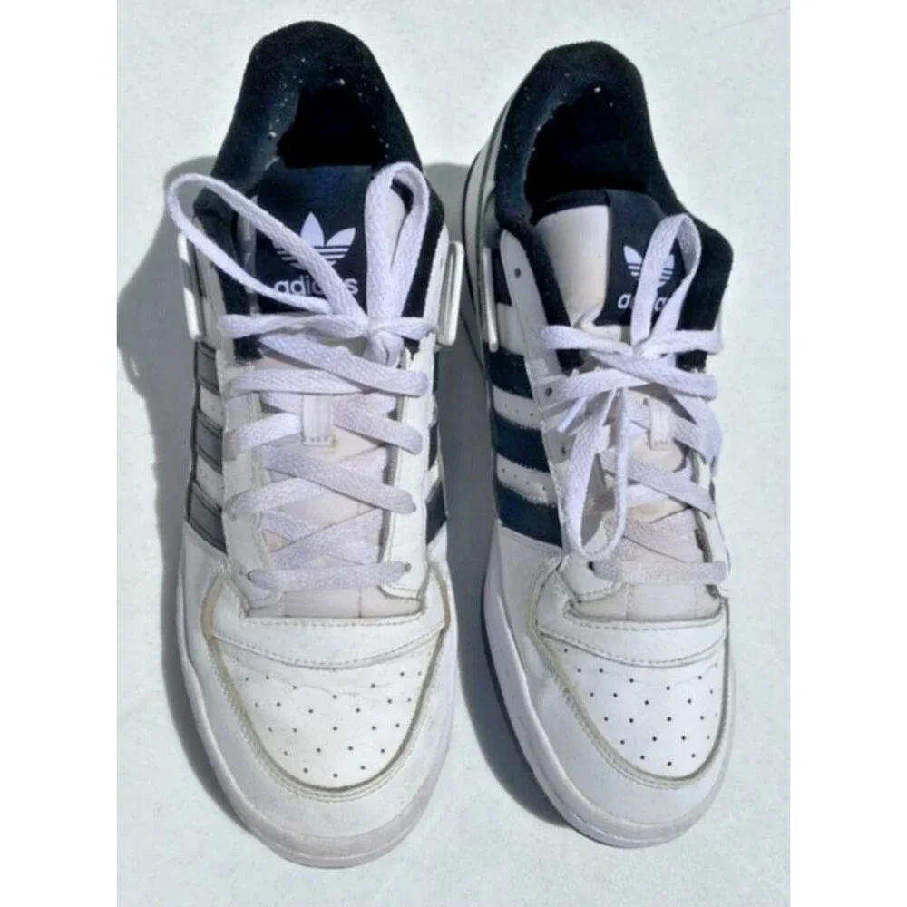 Adidas Forum Low White with Black Stripes Mens Sneakers Lace Up Shoe - Size 12.5